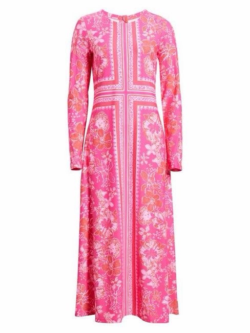 Lilly Pulitzer Hot Pink Floral Long-Sleeve Maxi Dress